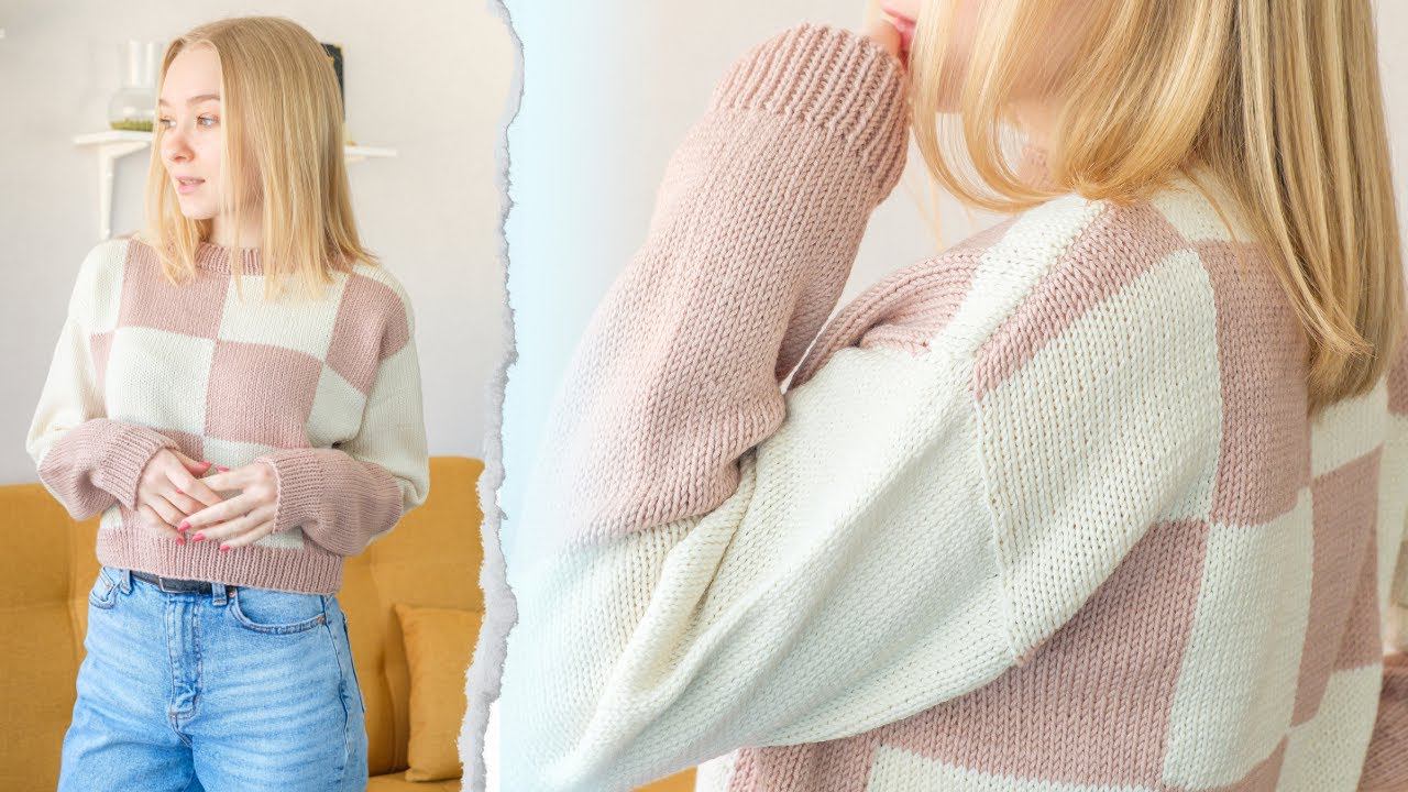 Мастер-класс СВИТЕР с квадратами спицами I Укороченный оверсайз свитер смотреть онлайн