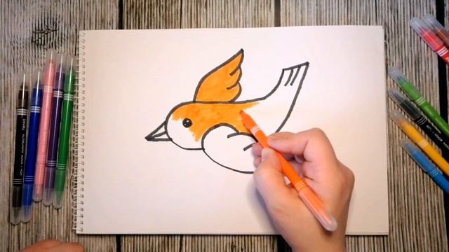 РИСУЕМ ПТИЧКУ/Уроки рисования для детей/Простые уроки/DRAW A BIRD смотреть онлайн