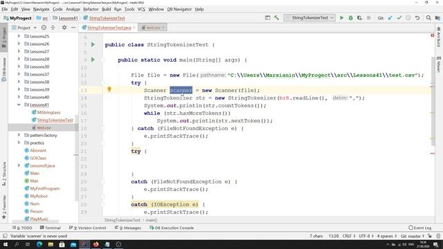 Java - урок 41.5 (Практикуемся с StringTokenizer, InputStreamReader, Scanner(file)) смотреть онлайн