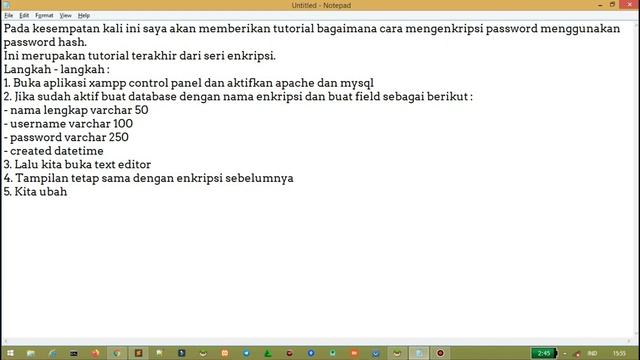 Tutorial Enkripsi Menggunakan password hash - PHP #06 смотреть онлайн