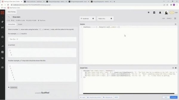 Codewars 8 kyu Draw Stairs JavaScript