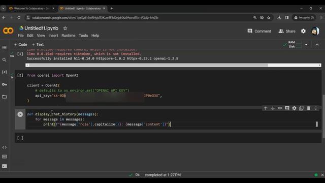 Creating a Chatbot with OpenAI API and ChatGPT Model using Python on Google Colab смотреть онлайн