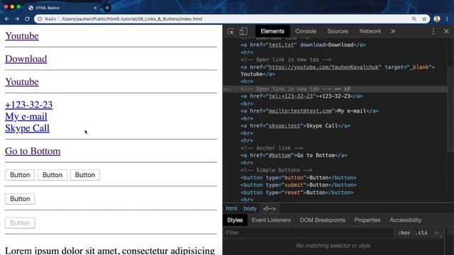 HTML5 #8 Ссылки и кнопки (Links & Buttons) смотреть онлайн
