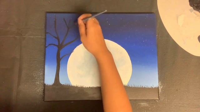 Happy Family walking under a full moon / acrylic painting / painting on canvas / tutorial смотреть онлайн