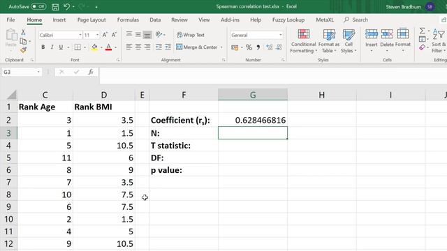 Perform A Spearman's Rank Correlation Test In Excel смотреть онлайн