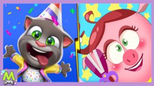 Мой Говорящий Том vs Смешарики.Праздничная Вечеринка Тома против Салона Красоты Нюши.Кто Круче