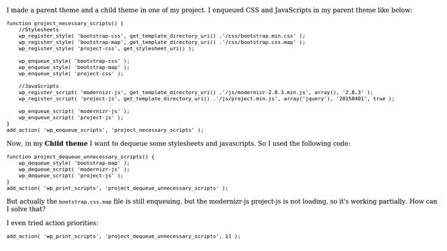 Wordpress: How to properly dequeue scripts and styles in child theme? смотреть онлайн