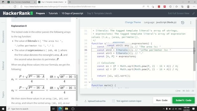 HackerRank 10 Days of JavaScript Solutions: Template Literals (Day 4) смотреть онлайн