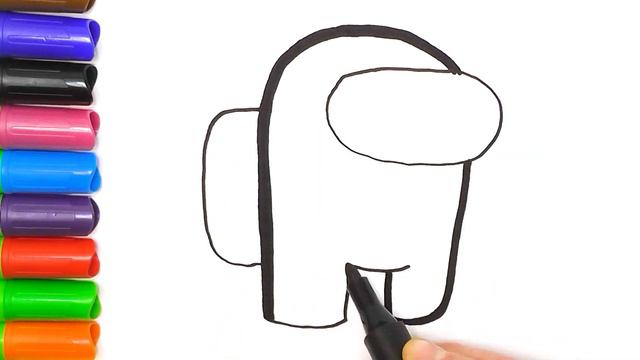 how to draw and color game character among us / Drawings for children смотреть онлайн