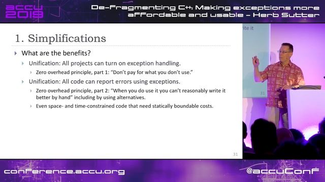 KEYNOTE: De-fragmenting C++: Making exceptions more affordable and usable - Herb Sutter [ACCU 2019] смотреть онлайн