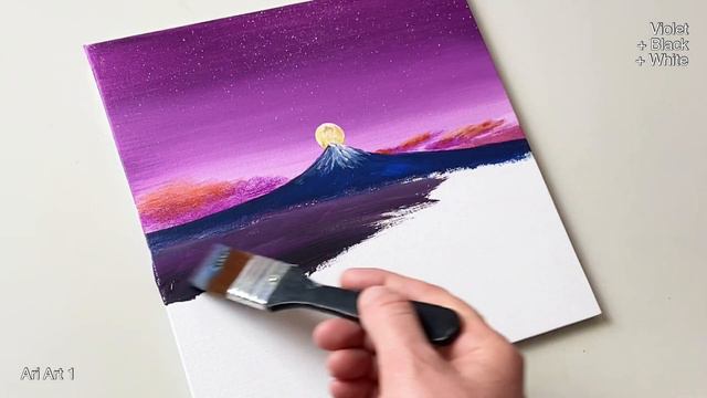 Purple Night Sky / Acrylic Painting for Beginners / Step by Step #100 смотреть онлайн