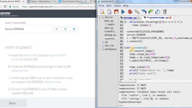 Micropython with ds18b20 to mydevice cayenne смотреть онлайн