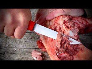 Финка станочной работы, модель «Финка-108 С». Рез по мороженному мясу. Сталь D2, Русский булат