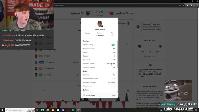 ANGRY GINGE REACTS TO PLAYER RATINGS - SIDEMEN CHARITY MATCH смотреть онлайн