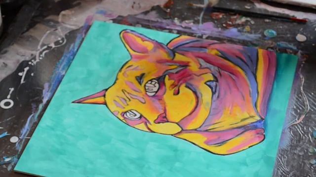 КОТ ПОП АРТ~ Абстрактная картина смотреть онлайн