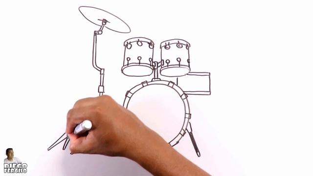 Learn to draw an Acoustic Drum Kit смотреть онлайн