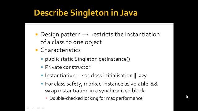 Describe Singleton in Java смотреть онлайн