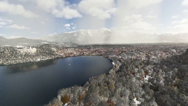 Bled Castle and Assumption of Maria church, Lake Bled, Slovenia | Drone | Microsoft Flight Simulato смотреть онлайн