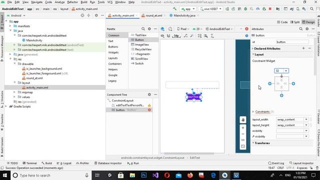 How to use Edit Text and Button in android studio | Android Edit Text & Button | Hindi - Urdu смотреть онлайн