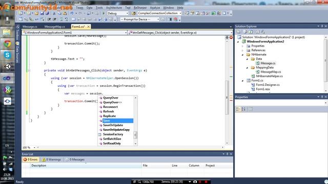 Работа с базой данных MySQL с помощью NHibernate