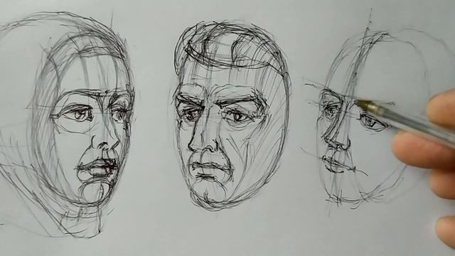 Рисуем лицо. Маска: часть 2. Набросок ручкой. смотреть онлайн