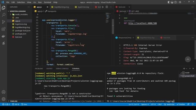 Logging in Express and NodeJs - Winston library introduction смотреть онлайн