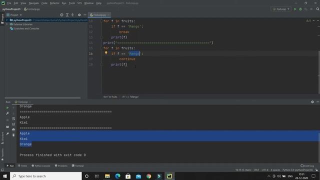for Loop in Python | break and continue statements | Nested Loops and pass statement смотреть онлайн