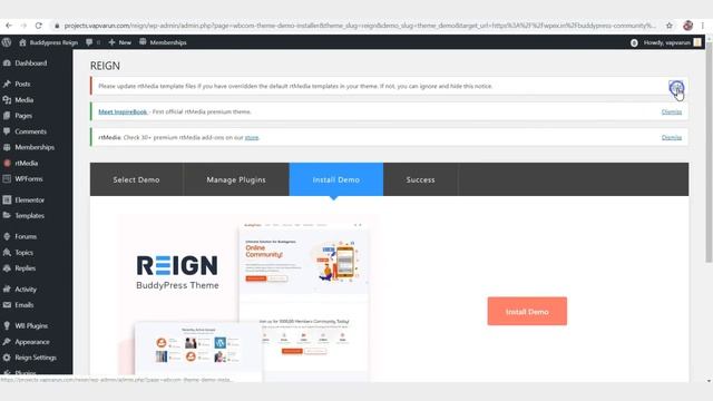 Reign BuddyPress Demo Installation смотреть онлайн