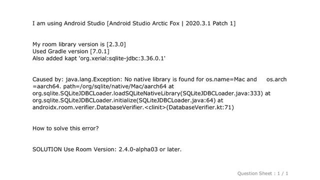 Android : Caused by: java.lang.Exception: No native library is found for os.name=Mac and os.arch=aa смотреть онлайн