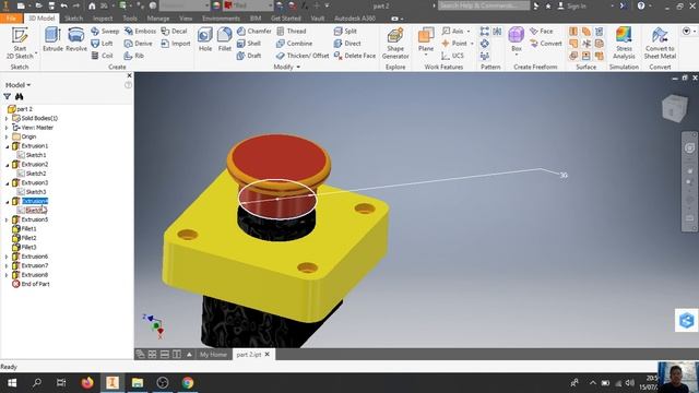 Perancangan emergency stop 2d dan 3d dari design inventor | cara melihat langkah gambar yang jadi смотреть онлайн