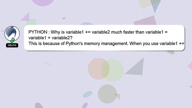 PYTHON : Why is variable1 += variable2 much faster than variable1 = variable1 + variable2? смотреть онлайн