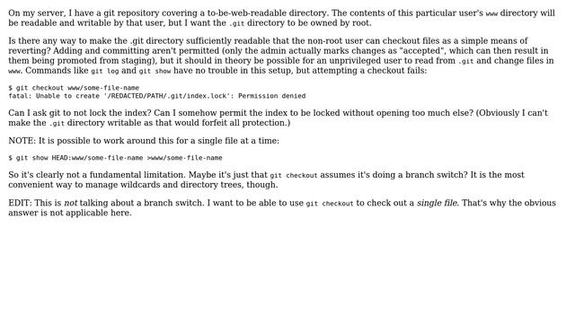 index.lock permissions error - .git owned by root, working tree owned by other user смотреть онлайн