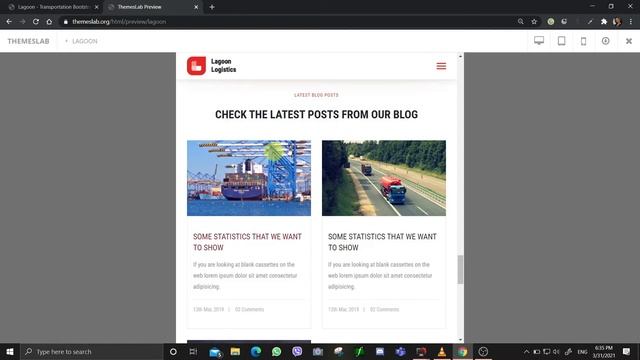 Lagoon: Transportation Bootstrap HTML Template смотреть онлайн