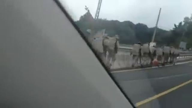 Soldados del ejercito español patrullando la carretera entre Hernani y Donostia смотреть онлайн