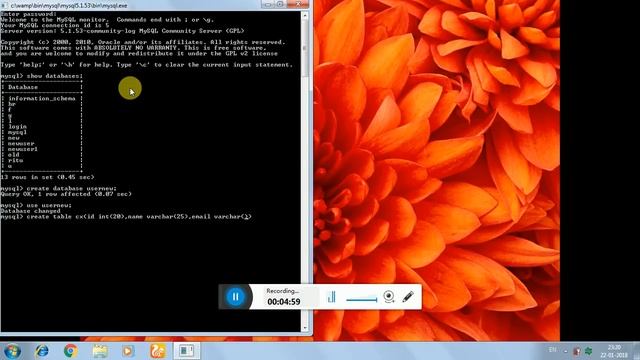 mysql tutorial for beginners , create table and insert values into table. смотреть онлайн