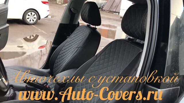 Чехлы на Фольксваген Джетта 6 из Экокожи Ромб Автопилот. Установка авточехлов с прошивкой.