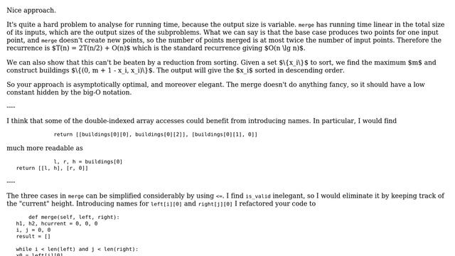 Code Review: Python program to solve the "skyline problem" (2 Solutions!!) смотреть онлайн
