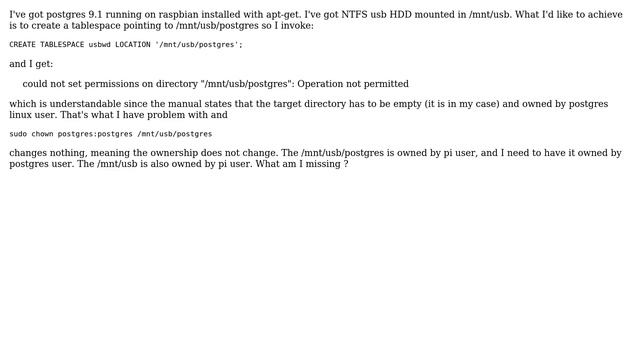 Databases: Postgres tablespace on mounted usb смотреть онлайн