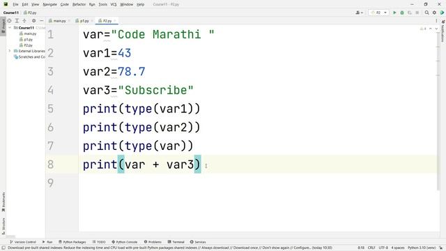 Variables, Datatypes and Typecasting | Python Tutorial For Beginners in Marathi #python #9 смотреть онлайн
