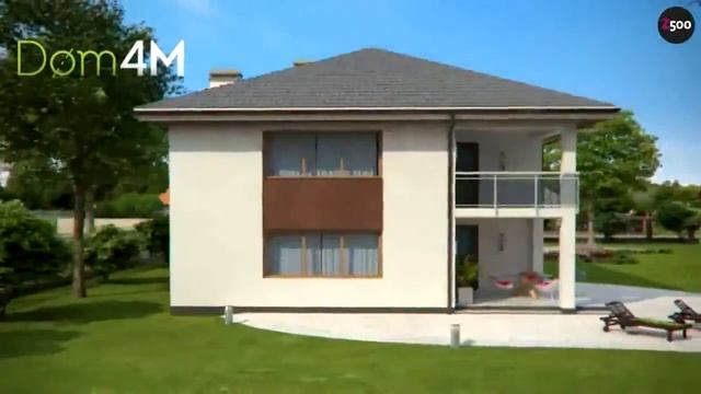 4M073 Проект двухэтажного дома с гаражом и небольшой террасой смотреть онлайн