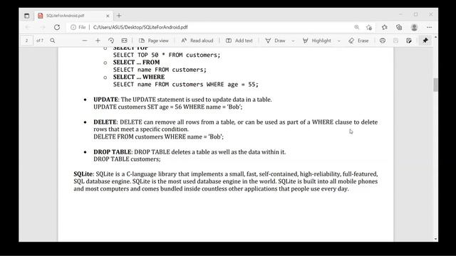 SQLite for Android смотреть онлайн