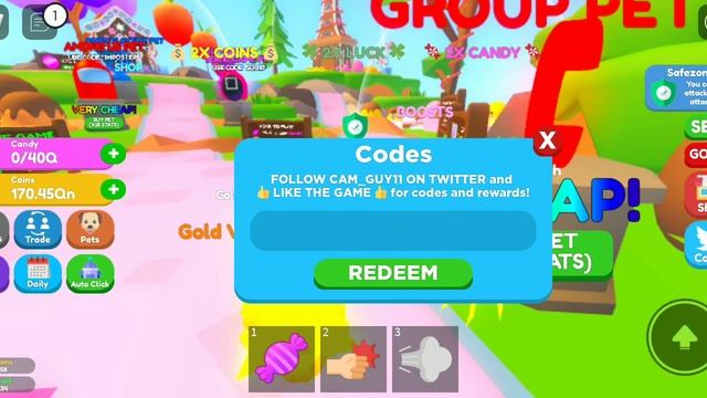 показываю 5 кодов из игры Candy Eating Simulator смотреть онлайн