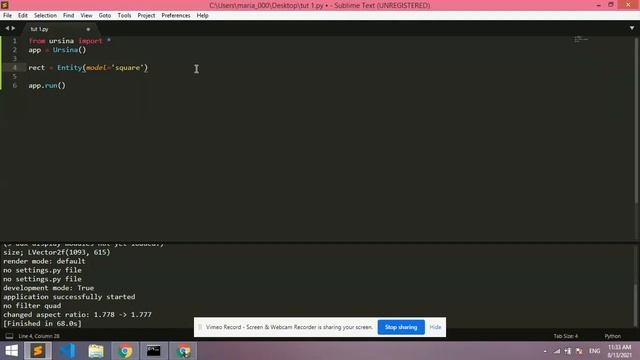 Ursina engine for beginners(drawing some basic shapes) смотреть онлайн