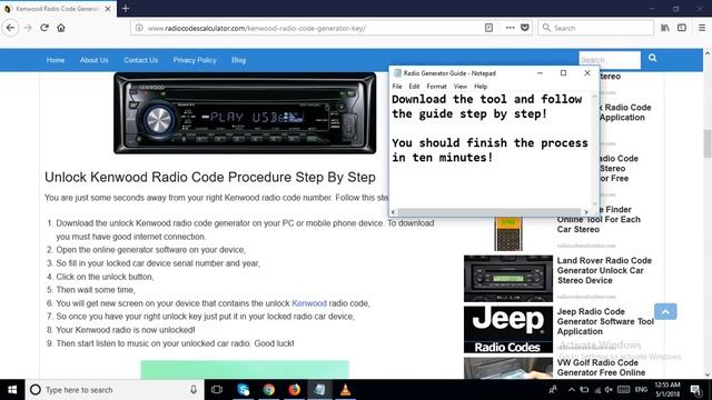 Kenwood Radio Code Generator Open Key For Any Car Stereo смотреть онлайн