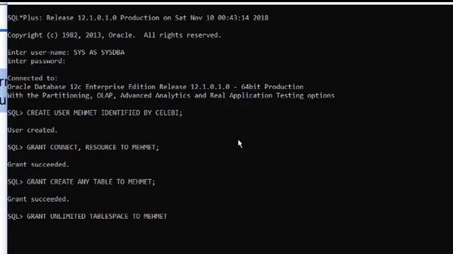 Oracle Database12c Kullanıcı ve Table Create смотреть онлайн