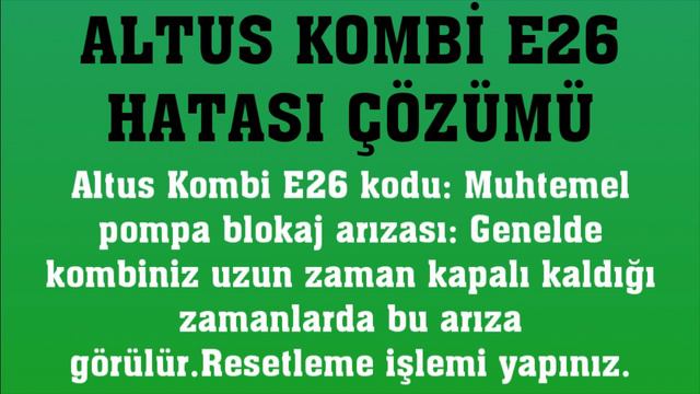 Altus Kombi E26 Hatası Nasıl Giderilir? смотреть онлайн