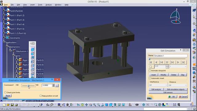 Catia V5 Tutorials Beginners, DMU Kinematics, Press Tool Assembly, Part 2 In Catia V5