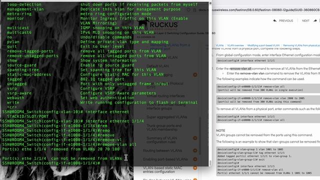 Removing VLANs from a physical port Ruckus ICX Switch смотреть онлайн