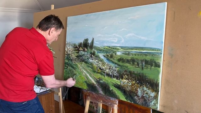 3-этап репродукции картины Николая Сергеева «Яблони в цвету в Малороссии» на холсте 80 на 120 см. смотреть онлайн