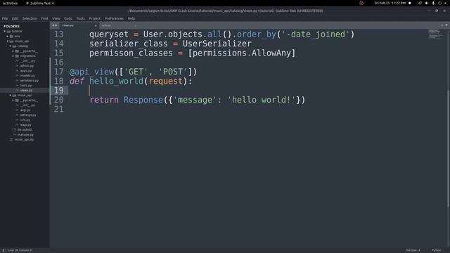 Function Views: Django Rest Framework Crash Course Beginners Tutorial смотреть онлайн